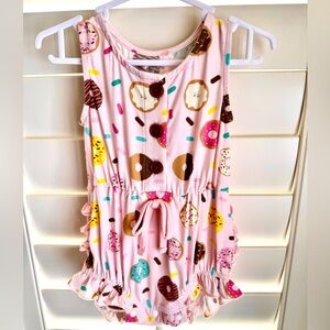 Charlie’s Project Baby Girl Bamboo Donut Print Romper 3–6M Pink Ruffle